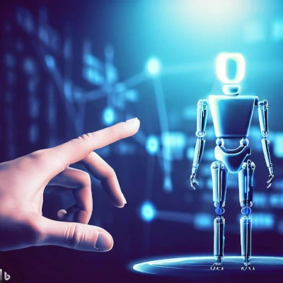 palec wskazujący na robota