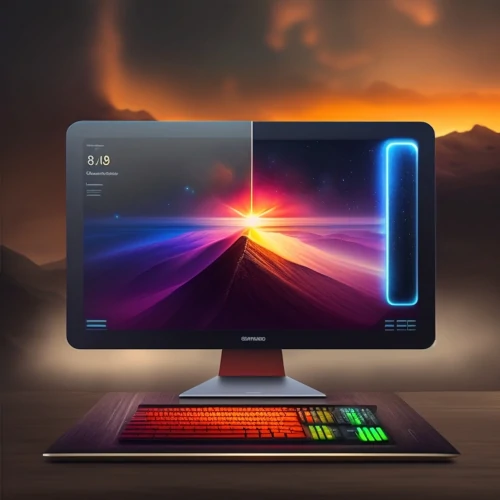 laptop, kolorowa zawartość na ekranie